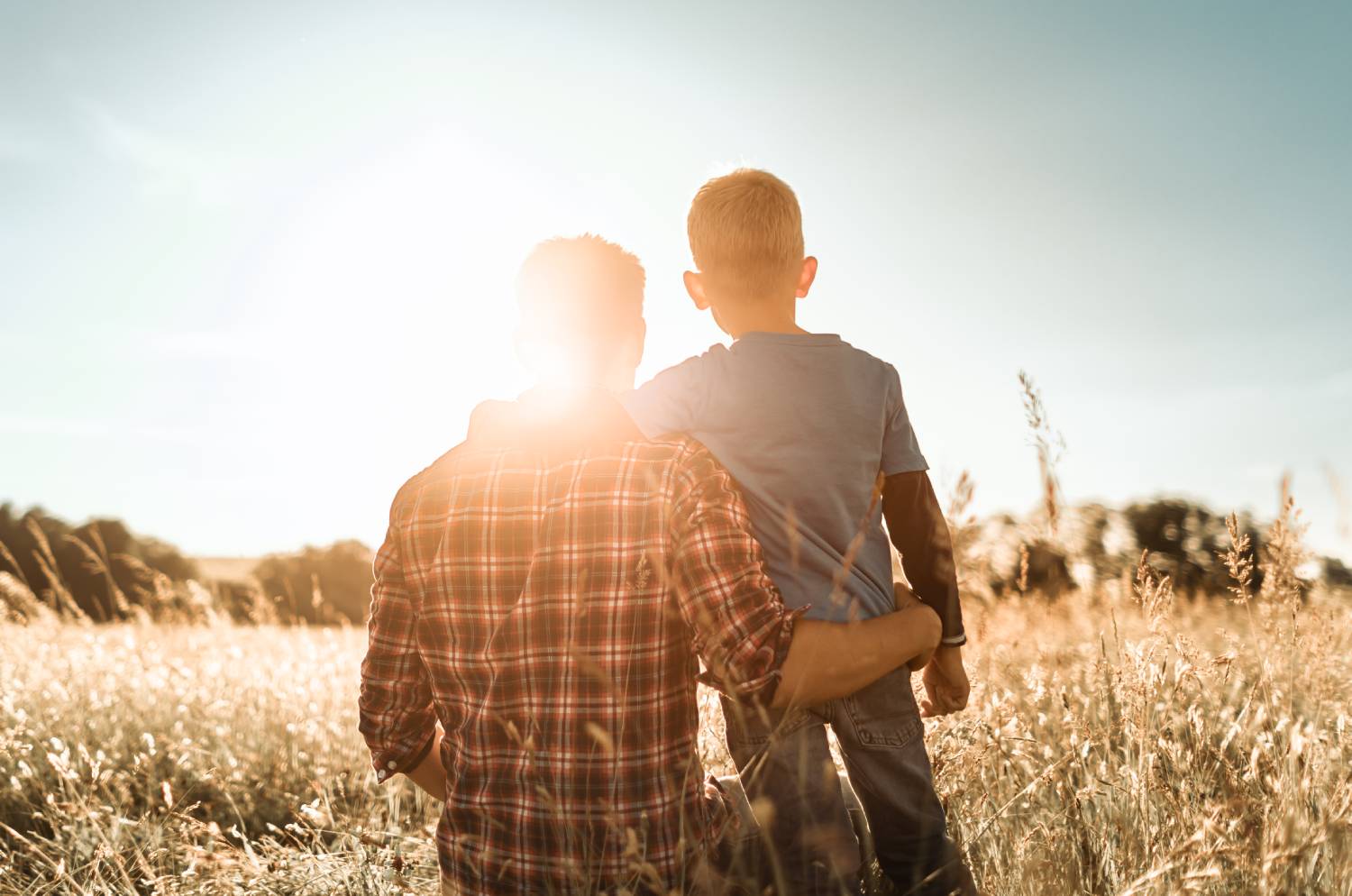 Father and Son Nature Setting